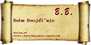 Behm Benjámin névjegykártya